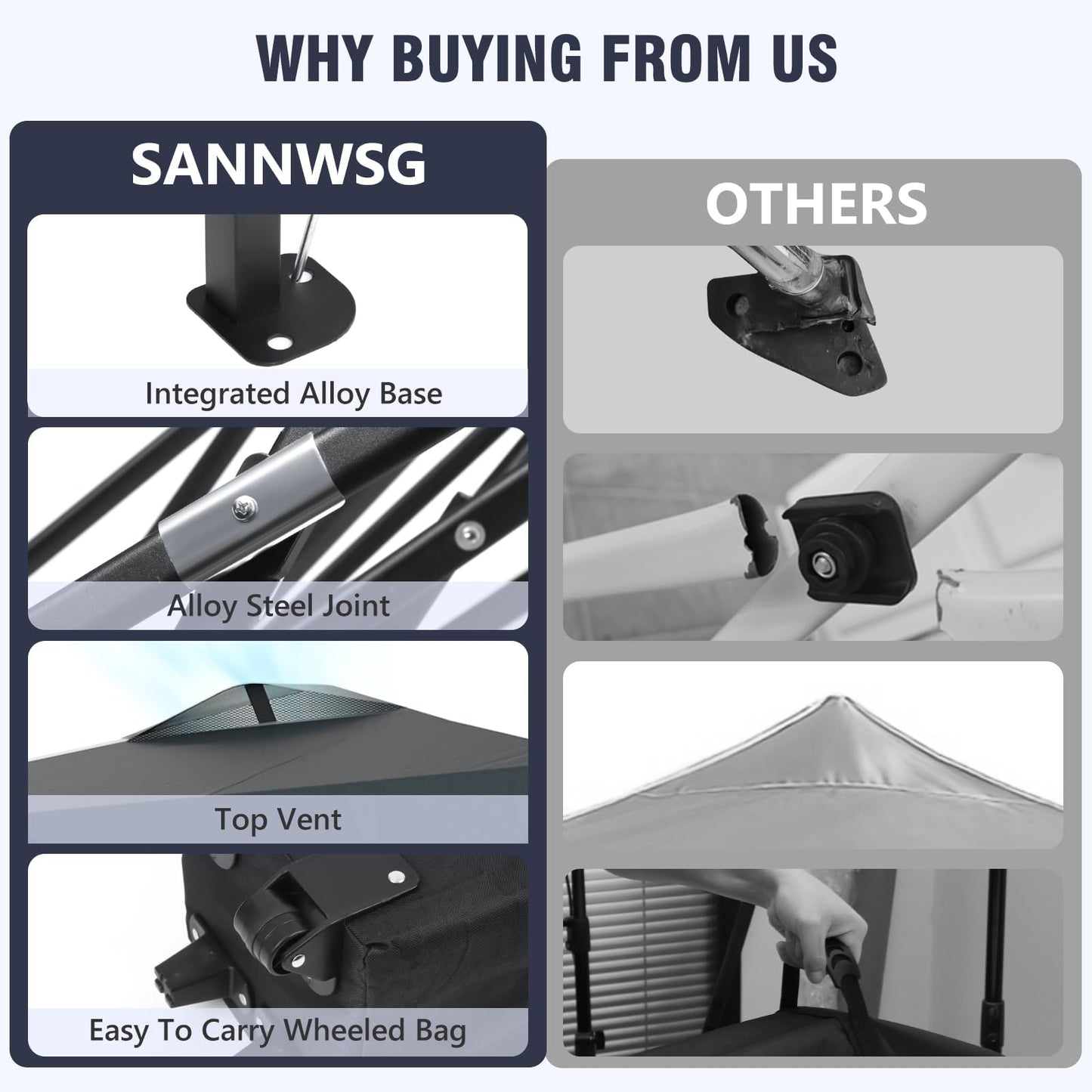 10X10 Pop Up Canopy Tent,Removable Pockets Sidewall for Extra Storage,Easy Up Canopy,Heavy Duty One Person Set Up Event Tent,Grey