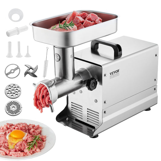 VEVOR Meat Grinder, 0.4 HP 300W, 5 Lbs/Min Electric Meat Grinders with Blade, Grinding Plate, Sausage Maker, Stainless Steel Commercial Meat Mincer for Kitchen Restaurant Butcher Store, ETL Listed