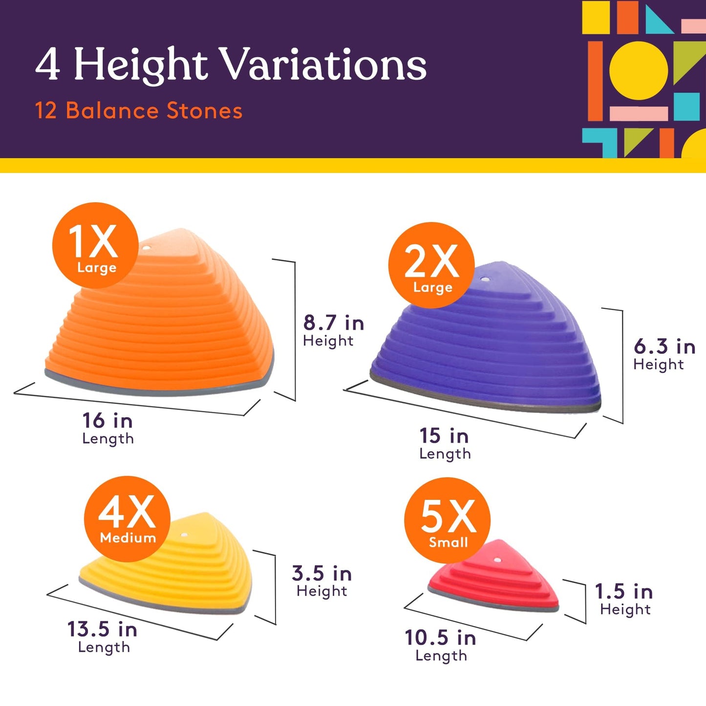 Special Supplies Stepping Stones for Kids Indoor and Outdoor Balance Blocks Promote Coordination, Balance, Strength Child Safe Rubber, Non-Slip Edging (12 Pk)