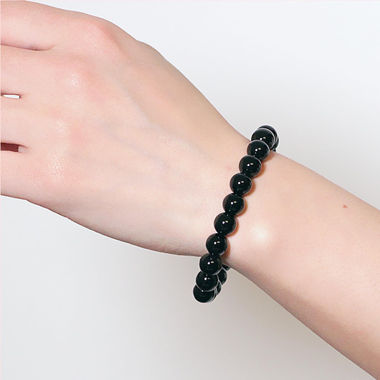 Cryhand Handmade 8mm Beaded Bracelets For Men Protection Bracelet For Women Chakra Feng Shui Stretchy Handmade Lucky Money Stretchy Crystal Bracelets Best Gifts (Black Tourmaline 1PCS)