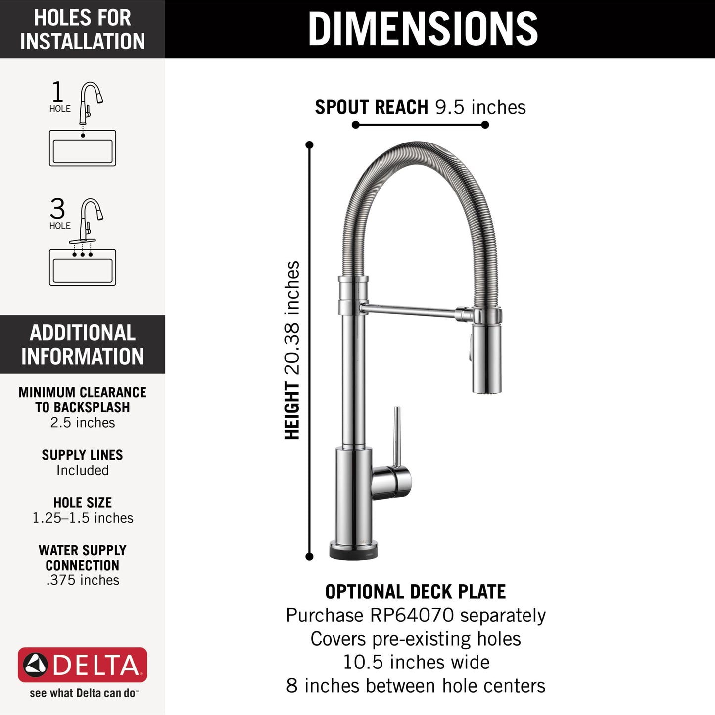 Delta Faucet Trinsic Touch Kitchen Faucet with Touchless Technology, Chrome Pro Commercial Style Kitchen Faucet, Kitchen Faucets with Pull Down Sprayer, Chrome 9659TL-DST