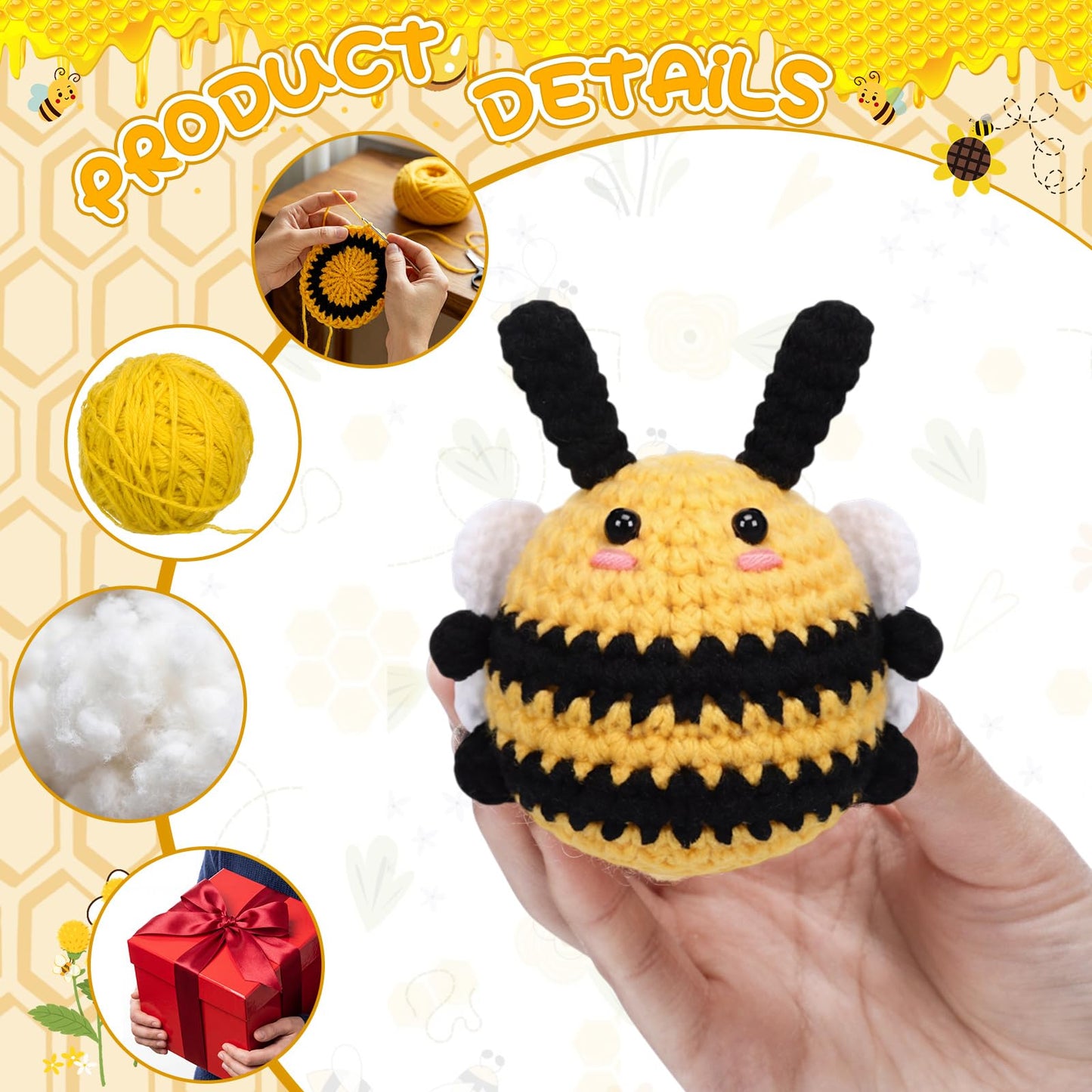 Teyva Daily 5 Sets Teacher Appreciation Gift Handmade Crochet Teacher Gifts for Women Thank You for Helping Me Grow Crochet Doll with Card and Bag for Teachers Appreciation Week End of Year Gift