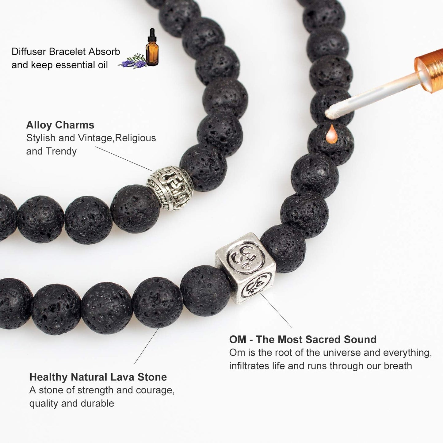 Addmluck 108 Mala Beads Necklace 7 Chakra Tree of Life Pendant Prayer Buddha Bracelets Healing Stone Yoga Men Women Jewelry(Natural lava beads)