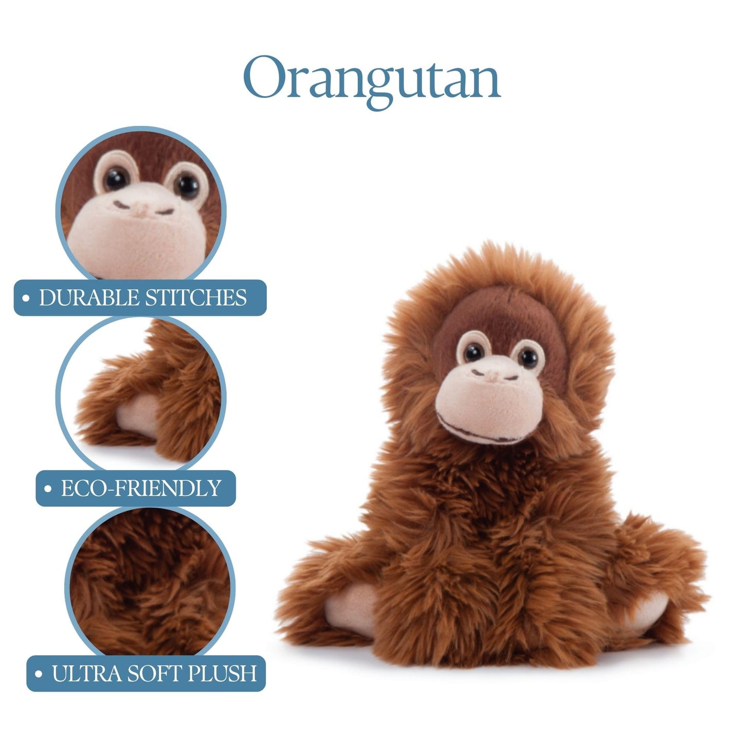 The Petting Zoo Female Orangutan Stuffed Animal Plushie, Gifts for Kids, Wild Onez Wildlife Animals, Orangutan Plush Toy 9 inches
