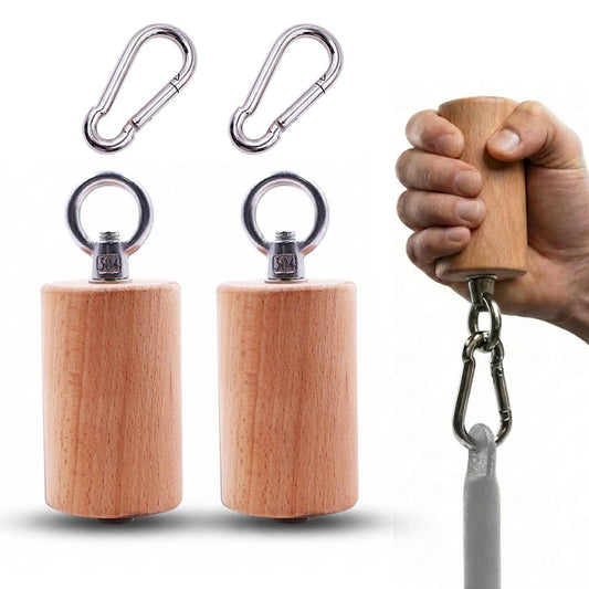 Lights Mountain Wooden Grip Handle for Forearm & Climbing Training, Compact Cylindrical Open-Hand Grip with Stainless Steel Ring, Beech Wood Endurance Grip for Cable Machine & Pull Training
