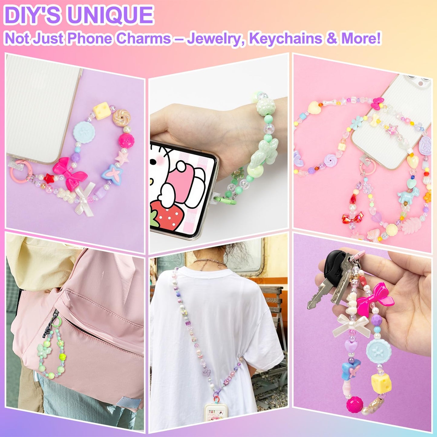 XSEINO About 1000pcs Acrylic Beads for Bracelet Making,Star Heart Flower Butterfly Candy Gummy Bear Kawaii Aesthetic Cute Beads for Jewelry Making DIY Necklace Keychain Phone Charms Crafts