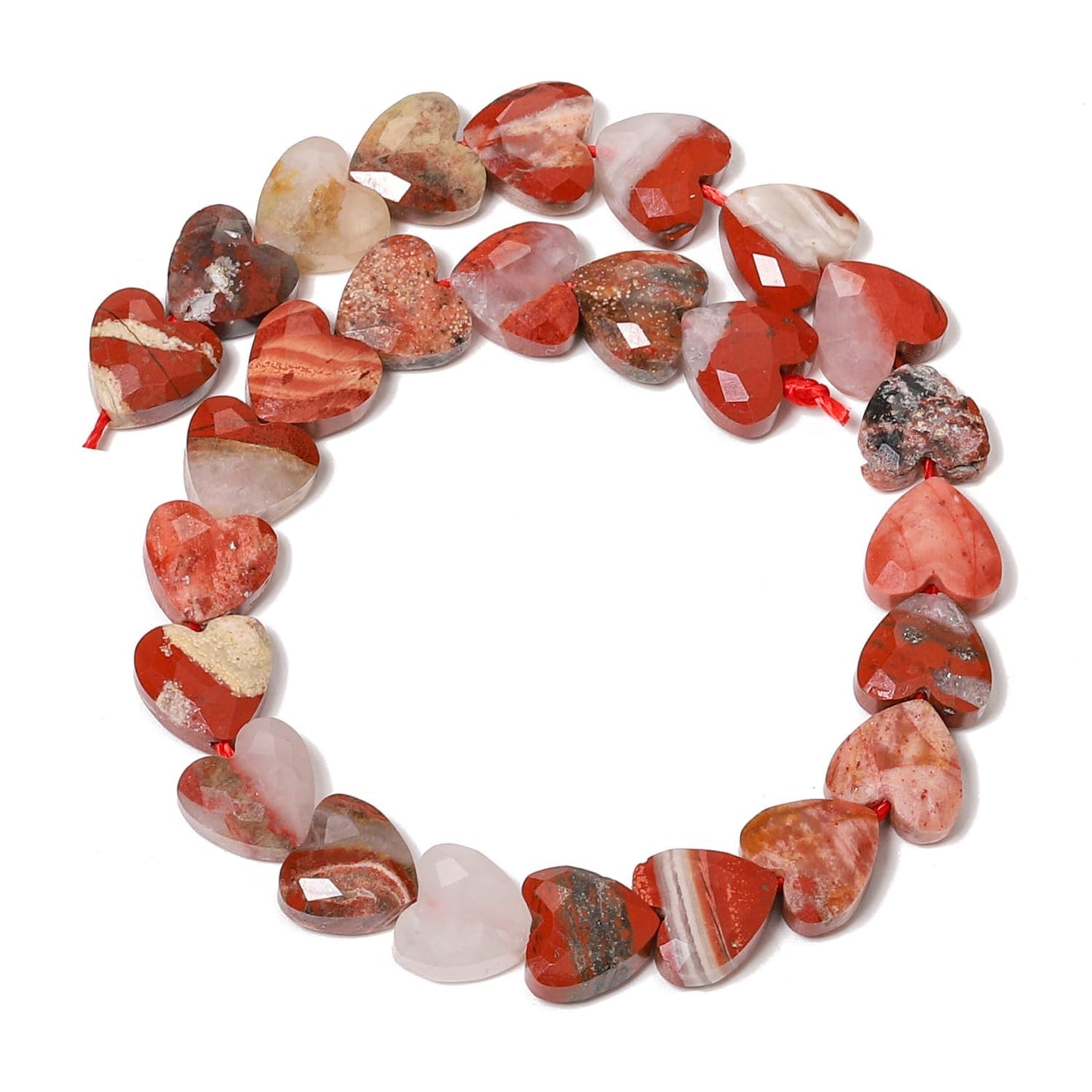 Nitopupu 22pcs Faceted Heart Stone Beads Natural Carnelian Bead 8mm Crystals and Healing Stones for Jewelry Making Supplies,Friendship Bracelet Kit,Love Gifts
