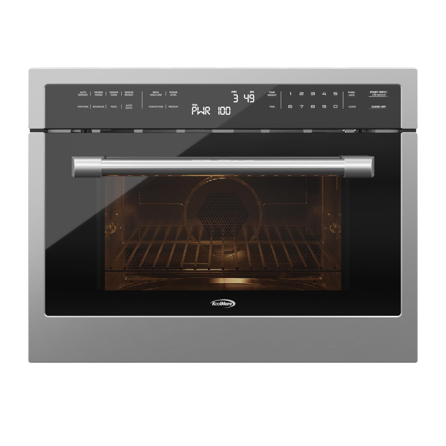 KoolMore 24 Inch Built-in Convection Oven and Microwave Combination with Broil, Soft Close Door, 1000 Watt Power, Stainless Steel Finish, Touch Control LCD Display