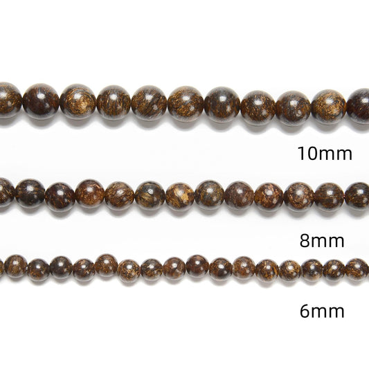 Land Long 120pcs(2 Strand/Set) 6mm Natural Bronzite Stone Beads with Energy Power, Smooth Round Gemstone Beads for Jewlery Bracelets Earrings Making DIY