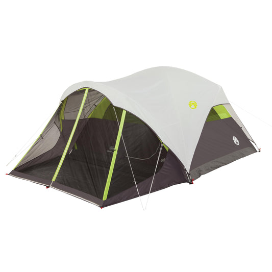 Coleman Steel Creek 6-Person Tent with Screened Porch & Integrated Rainfly, Weatherproof Tent with Screen Room Sets Up in Minutes, Fits Queen-Size Airbed