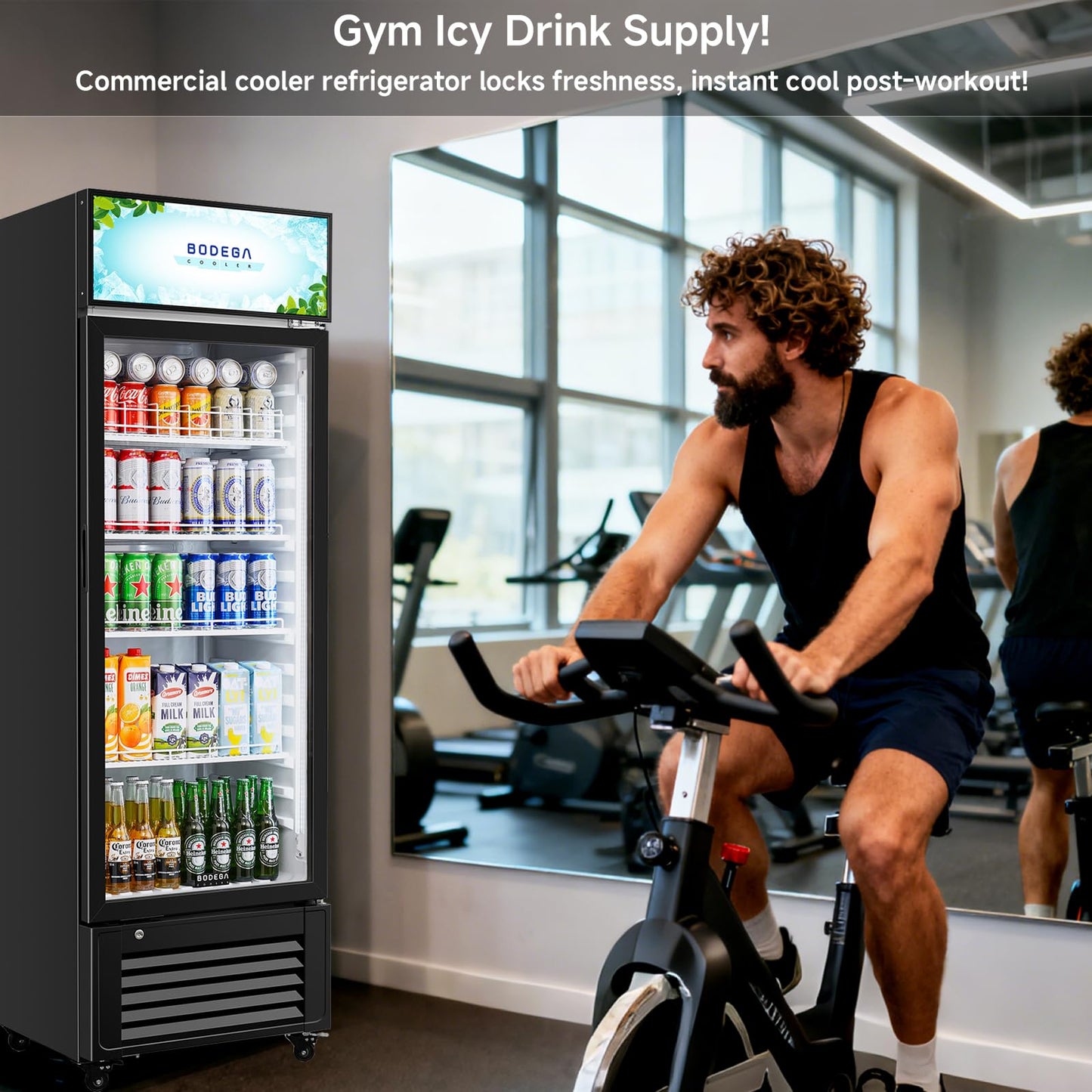 BODEGACOOLER Beverage Refrigerator, 321L/339 Qt Commercial Refrigerator For Kitchen, Home,Office and Garage, 300 Cans & 160 Bottles Display Refrigerator For Beer,Soda, Bar Cooler with Soft LED Light.