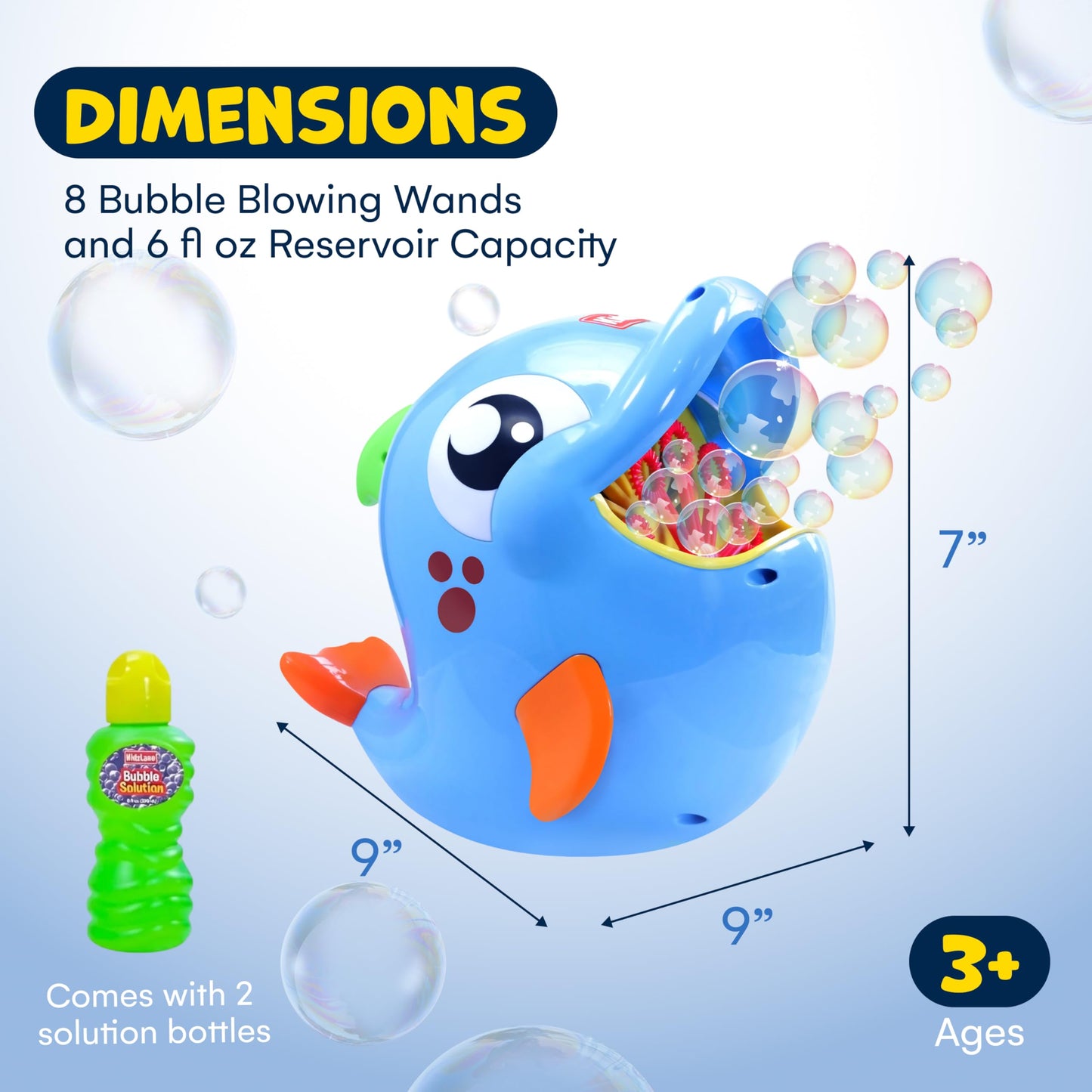 Kidzlane Bubble Maker Machine for Kids - Big Bubbles Speed Blower for Toddler's Outdoor Party Play - Makes 500 to 1000 per Minute (Bubble Dolphin) - Easter Basket Filler and Easter Gift for Children