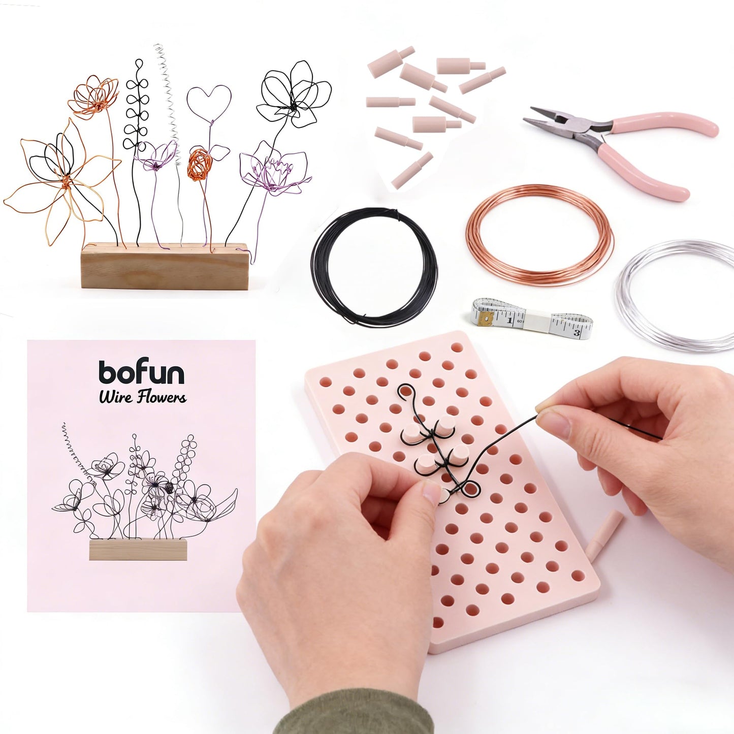 BoFUN Easy Wire Flower Crafts Kit for Teens& Adults Women, DIY Art Hobbies Craft Metal Flower Making Set, Creative Handmade Craft Supplies for Home Decor, Party, Gift Mom Birthday