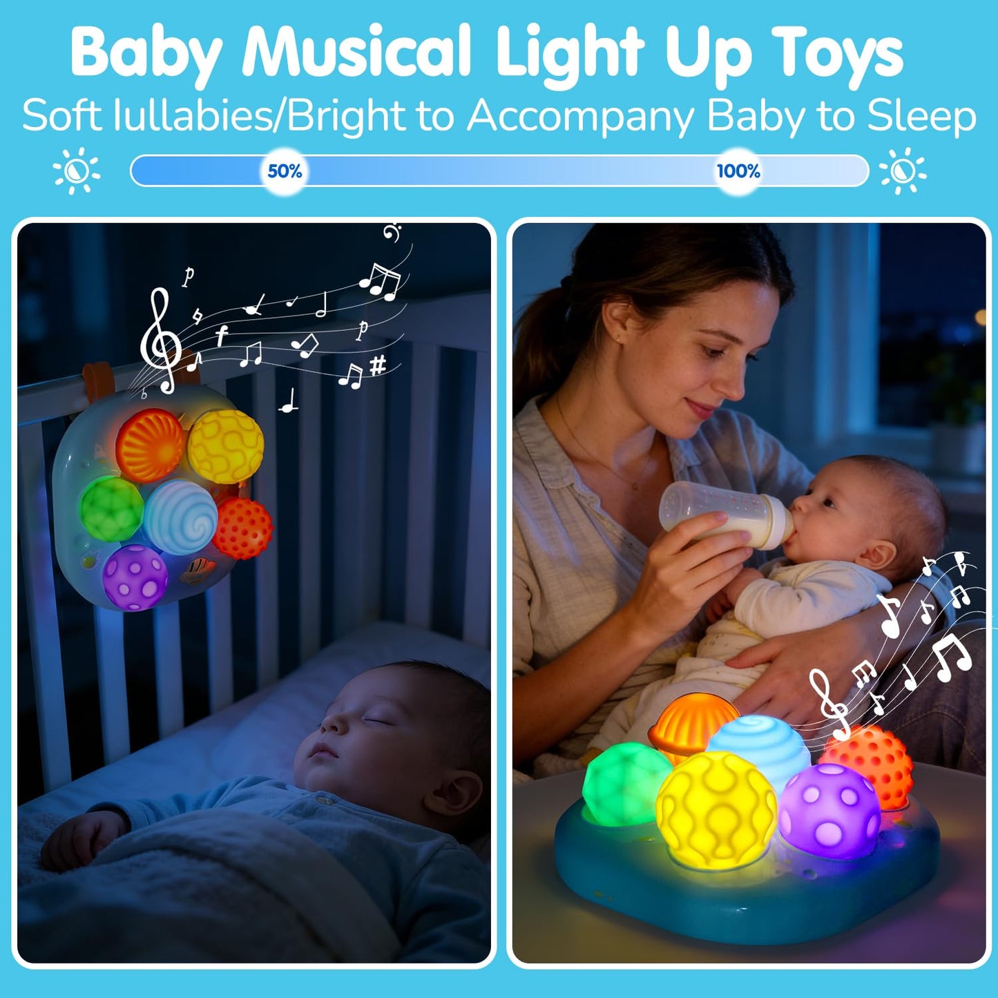 Baby Sensory Balls Toys 6-12 12-18 Months Toddlers 1-3, Infant Musical Light Up Learning 3-6 7 8 9 Months, Textured Soft Ball Sleep Tummy Time Motor Skills Montessori 1 2 3 Year Old Boy Girl Gift
