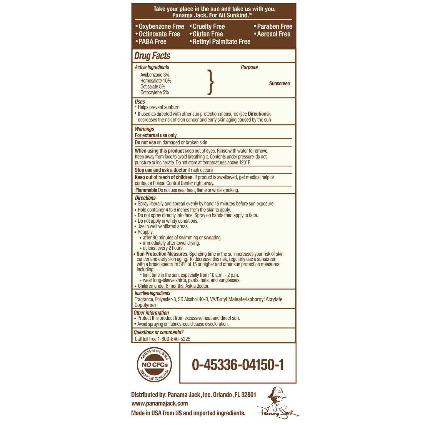 Panama Jack Continuous Spray Sunscreen - SPF 50, Broad Spectrum UVA/UVB Protection, PABA, Paraben, Gluten & Cruelty Free, Water Resistant (80 Minutes), 5.5 OZ (Pack of 12)