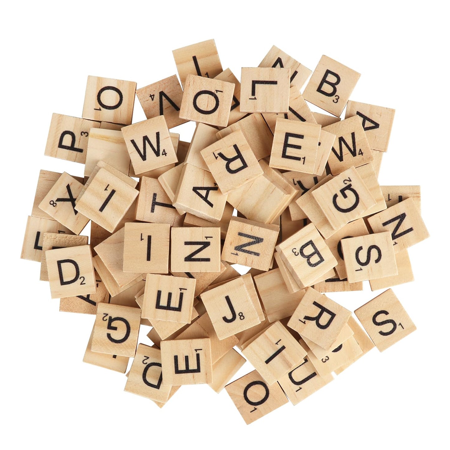 GNIEMCKIN 1700 PCS Wood Letter Tiles, Wooden Scrable Tiles A-Z Capital Letters for Creative Crafting Projects, Making Alphabet Coaster, DIY Wood Gift Decoration