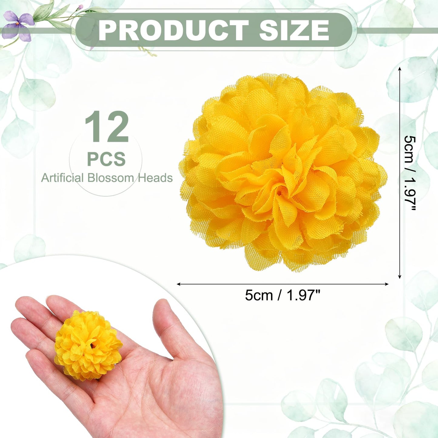 uxcell 12Pcs Floating Flowers for Centerpieces, 2"x2" Faux Flower Heads Artificial Hydrangea Blossom Heads for Home Decor Wedding Party Decoration DIY Craft Supplies, Yellow