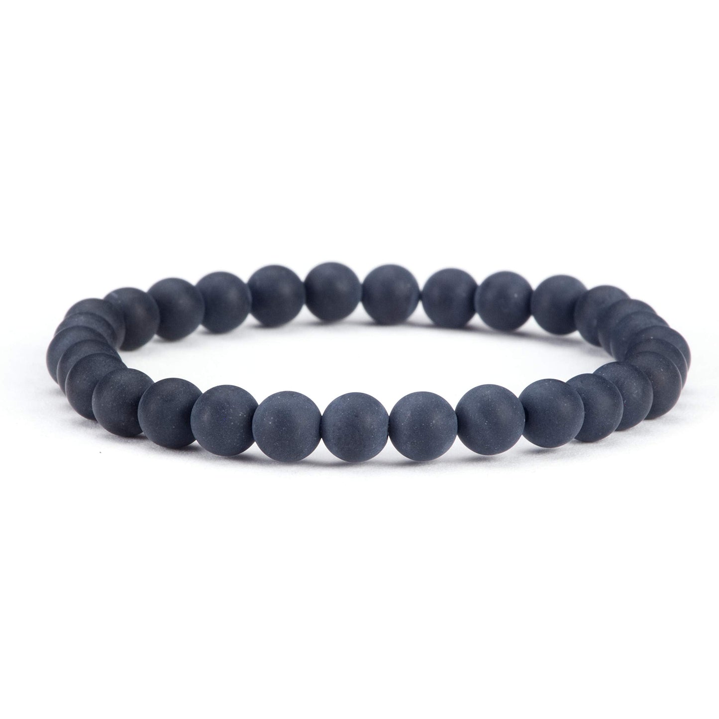 Cherry Tree Collection - Small, Medium, Large Sizes - Gemstone Beaded Bracelets For Women and Men - 6mm Round Beads (Black Agate Matte - Medium)