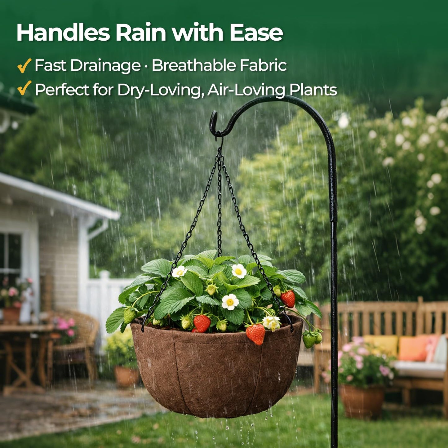 T4U Hanging Planters for Outdoor Plants, 10 Inch 6 Pack Fabric Hanging Baskets with Drainage Tray, Decorative Hanging Pots for Plants Outdoor Patio Porch Garden Use（Brown）
