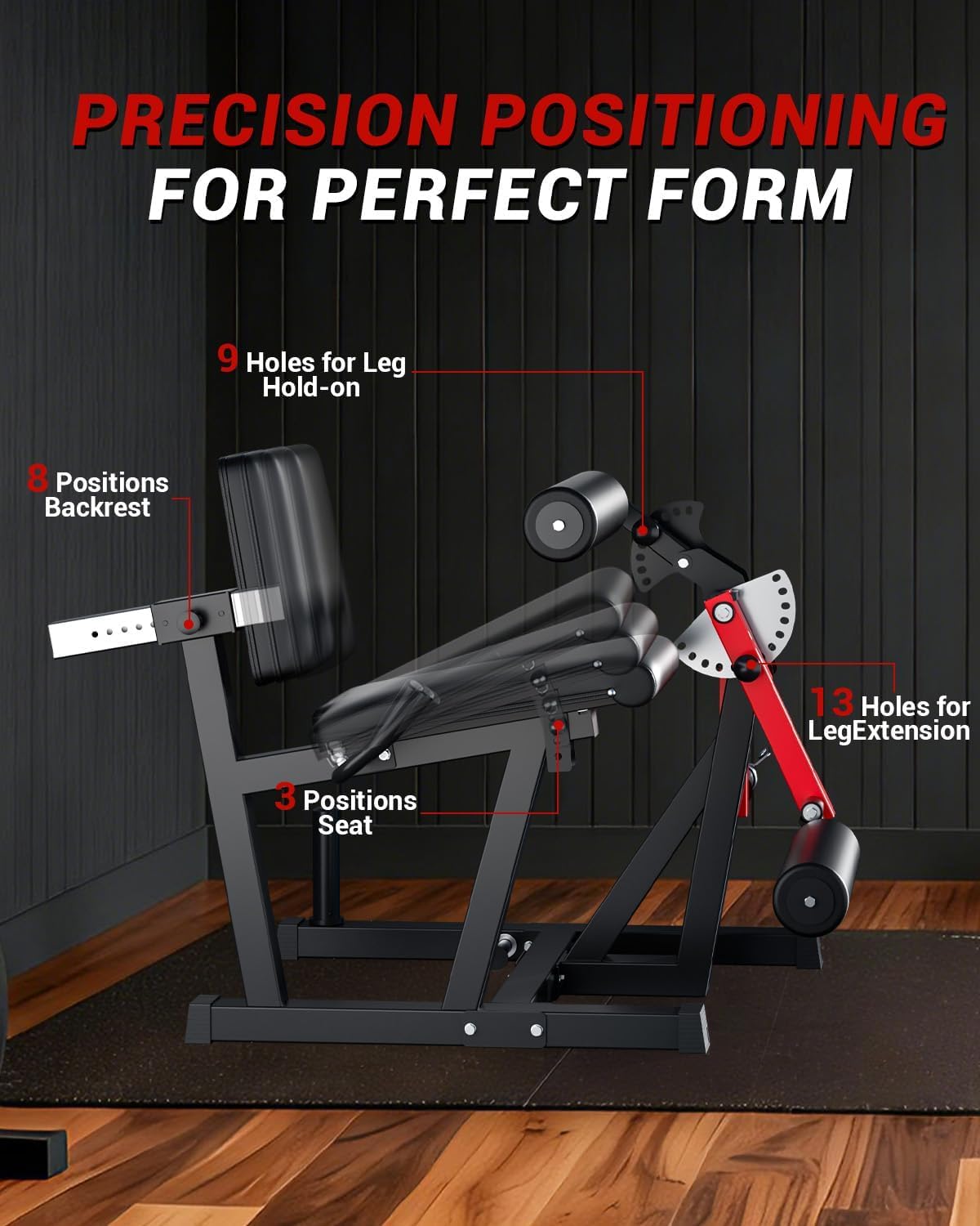Leg Extension and Curl Machine, 700LBS Capacity Adjustable Leg Machine for Home Gym, Seated Leg Extension and Lying Curl Machine with Plate-Loaded Design, Leg Workout Equipment