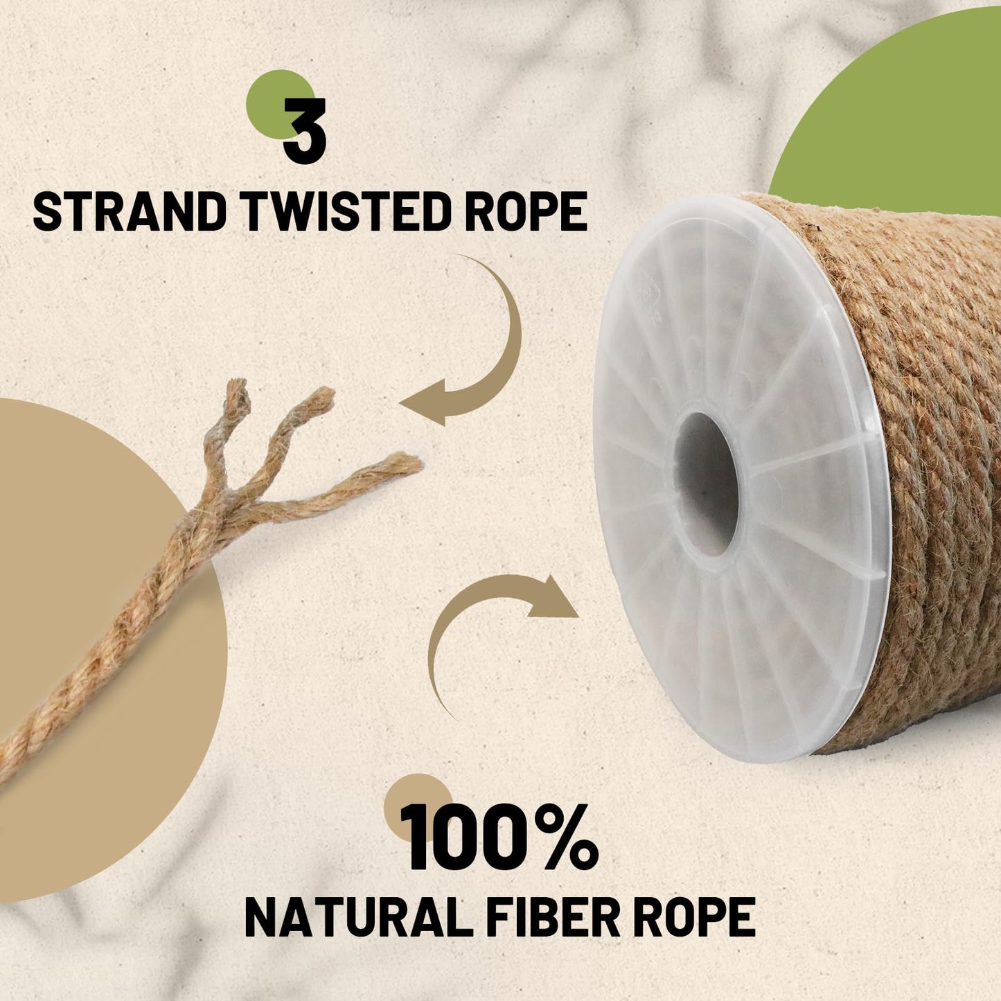 SDHUATUO Jute Twine Rope 6mm x 164ft, Natural Hemp String for Gardening, Crafting, Cat Scratching Post, DIY Crafts, Bundling, Home Decor, Gift Wrapping