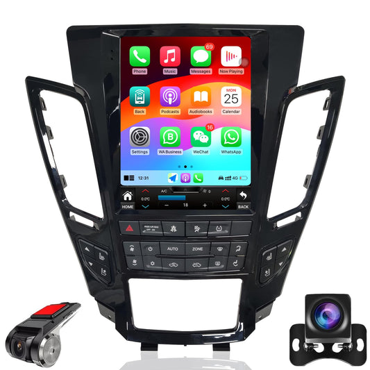 Car Radio for Cadillac CTS 2008-2012 Stereo Replacement Upgrade Carplay Android Auto Vertical Touch Screen Tesla Style with DSP in Dash Headunit Multimedia Player Audio Voice Control (Black)