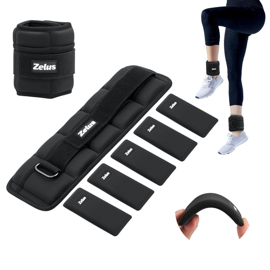 ZELUS 1 Pair Adjustable Ankle Weights, 0.8-4 lb Z-Fit Ankle Weights for Women Men, Ultra Thin Leg Weights for Women with Adjustable Straps, 0.4-2 lb per Arm Weight for Gym Home Yoga Jogging Walking