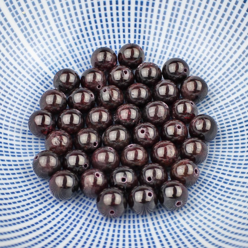 MJDCB Natural Stone Beads Garnet Round Loose Beads for Jewelry Making DIY Bracelet Necklace (6mm)