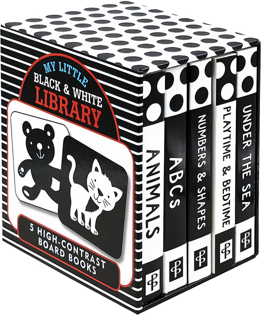 My Little Black and White Board Book Library - Set of 5 High Contrast Board Books (What Does Baby See?)