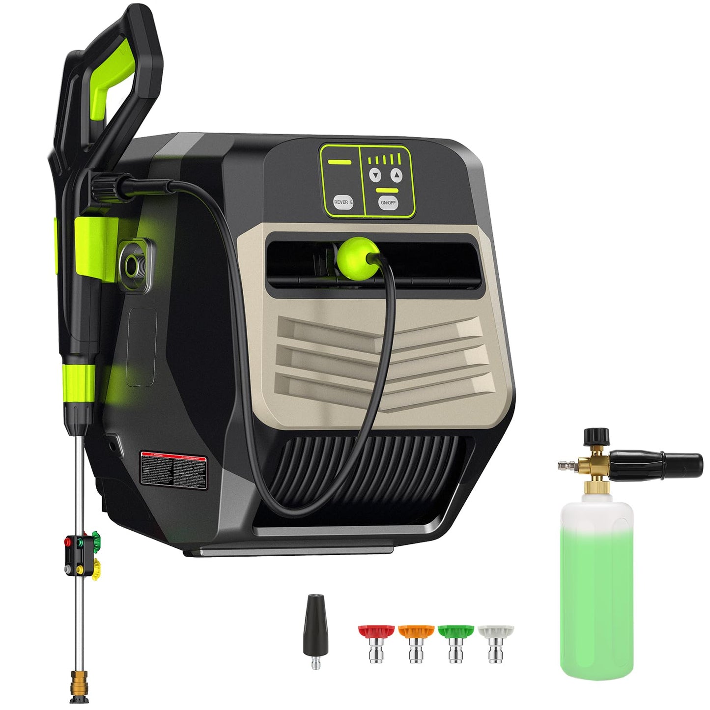 commowner 5500PSI Pressure Cleaner Wall Mounted Power Cleaner with 66ft Retractable Pressure, Black