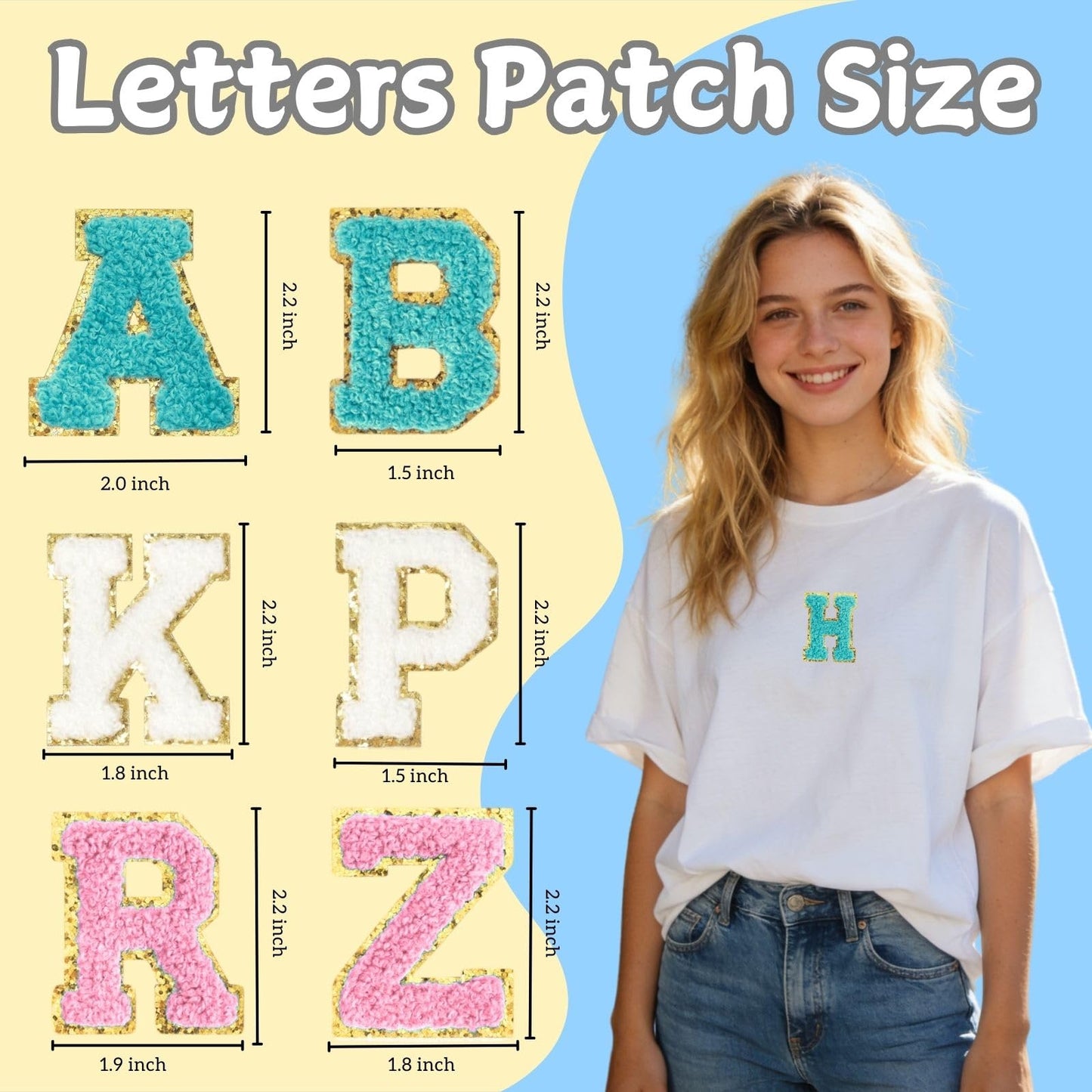 Goprety 136pcs Chenille Letter Patches Self Adhesive Stickers Chenille Patches Fluffy Stickers Back Pocket Accessories for Clothing Suitable for Various Parties and Ceremonies