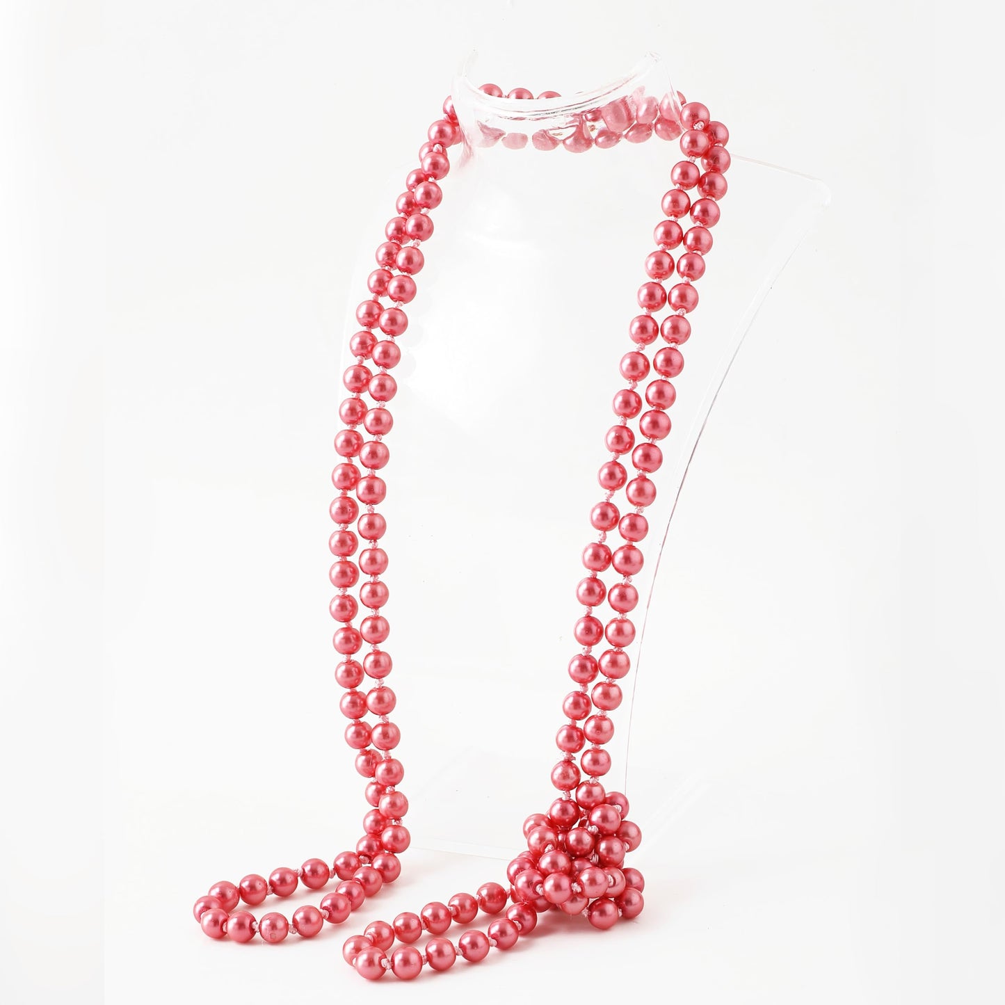 BABEYOND Long Pearl Necklace Faux Pearls Necklace Set Beaded Long Pearls Necklace 1920s Gatsby Costume Jewelry (Wine red)