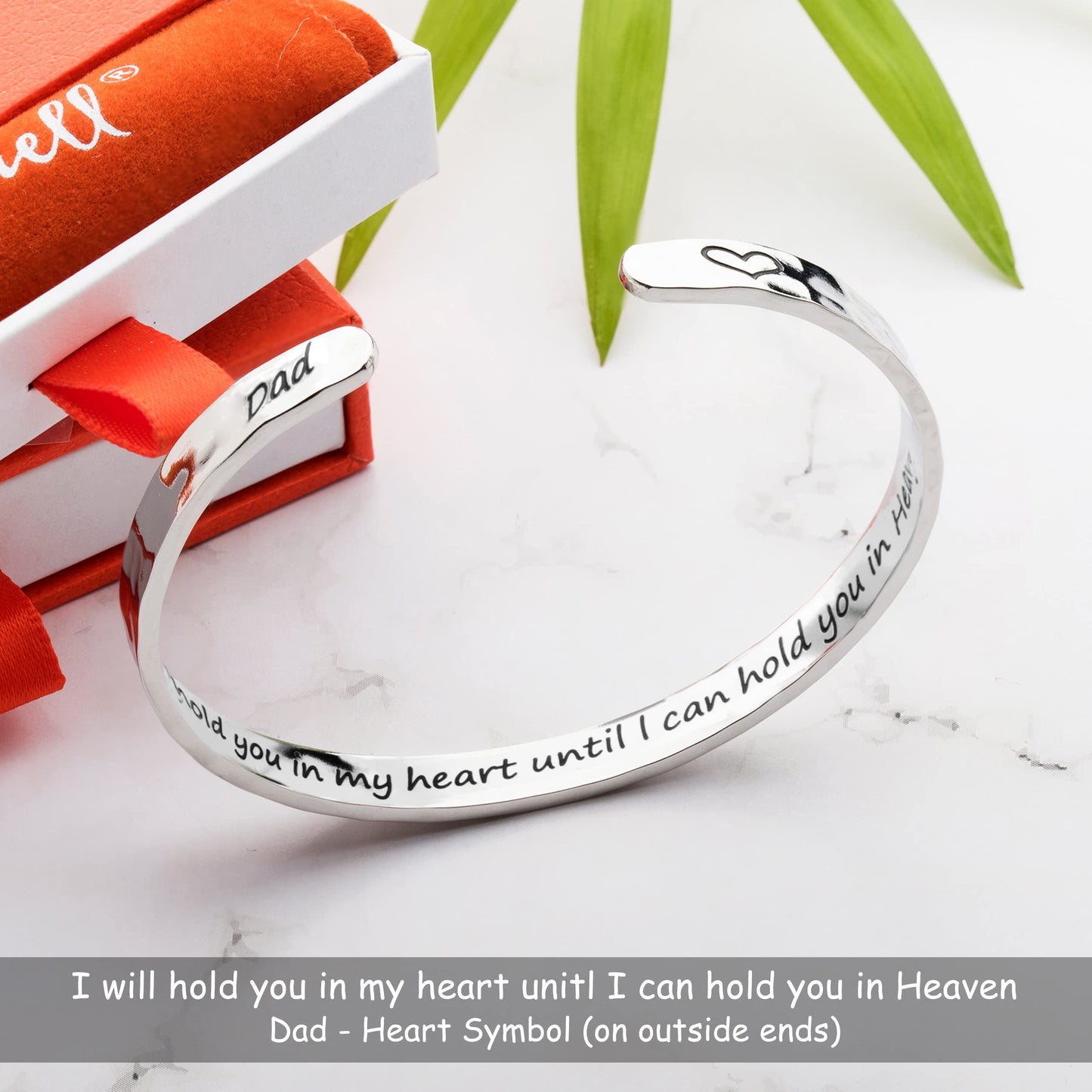 Carviell Bracelets, Memorial Gifts for Loss of Father for Daughter, Sympathy Gift, Remembrance Cuff, Bereavement Bangle, Grief Gift for Women, in Memory of Dad Jewelry