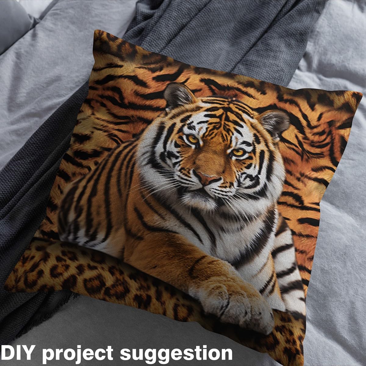 Tiger Print Vivid DIY Fabric for Girls Boys Woman Craft Lovers,Natural Animal Fur Skin Texture by The Yard,Decorative DIY Fabric for Upholstery and Home Accents,1 Yard,Brown Vibrant