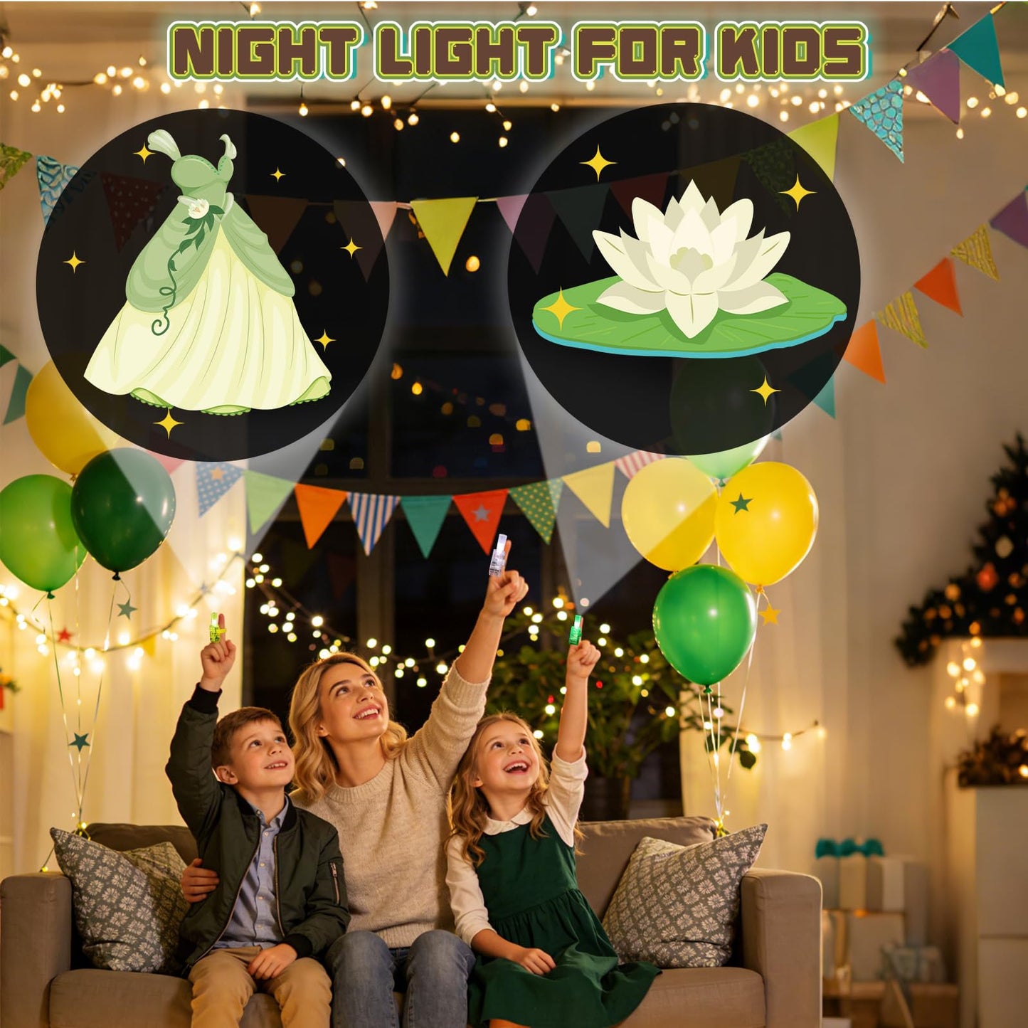 Sauyoza 36 Pack Frog Princess Party Favors LED Finger Lights for Kids, Glow in the Dark Birthday Party Supplies, Goodie Bag Fillers, Classroom Rewards Gifts Bulk, Cosplay & Night Games