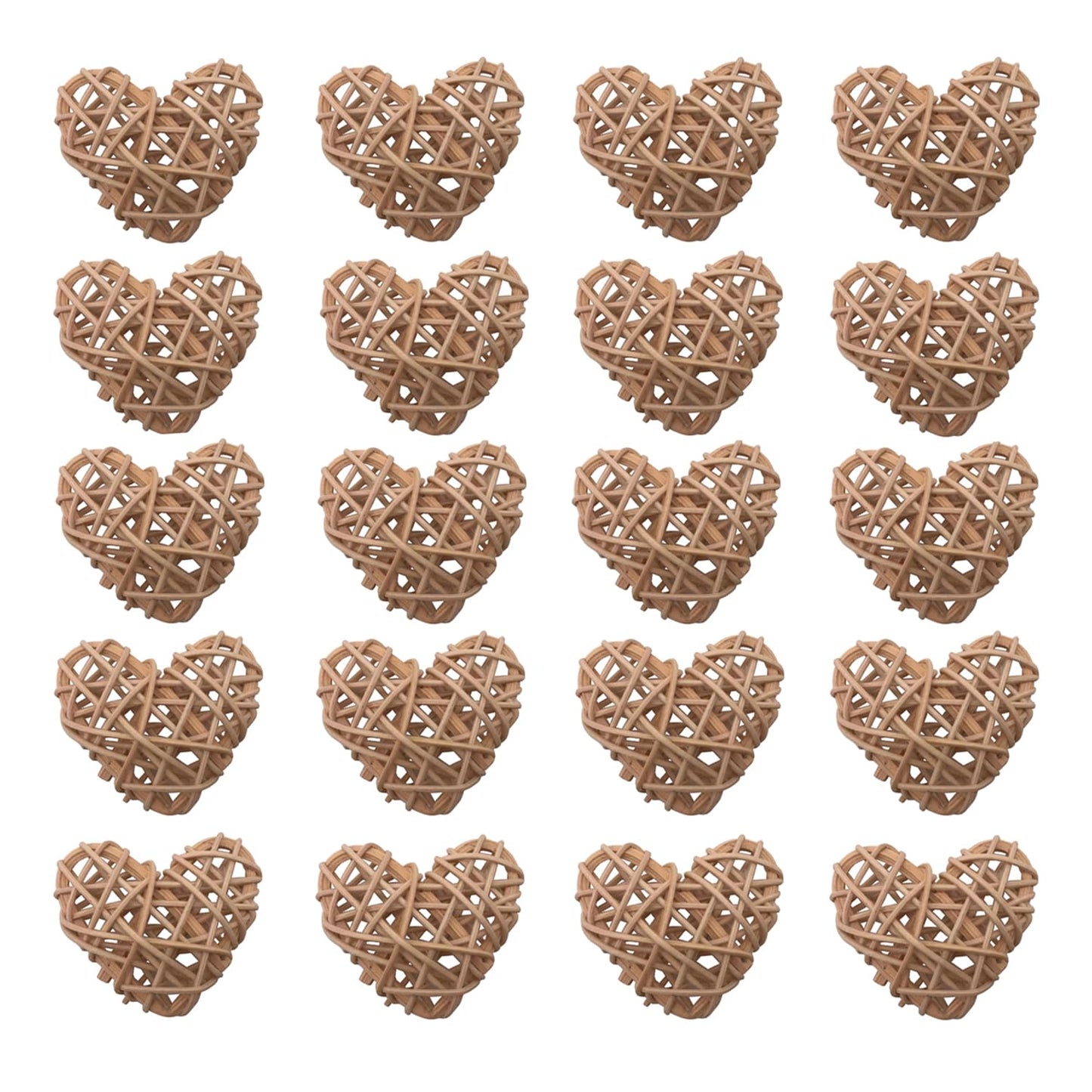 Heart Rattan Ball Sepakraga Vase Filler Ball Craft Photo Shooting Props for Garden Home Decor Christmas Tree Ornament Wedding Birthday Valentine's Day Baby Shower (Natural 5cm 20pcs)