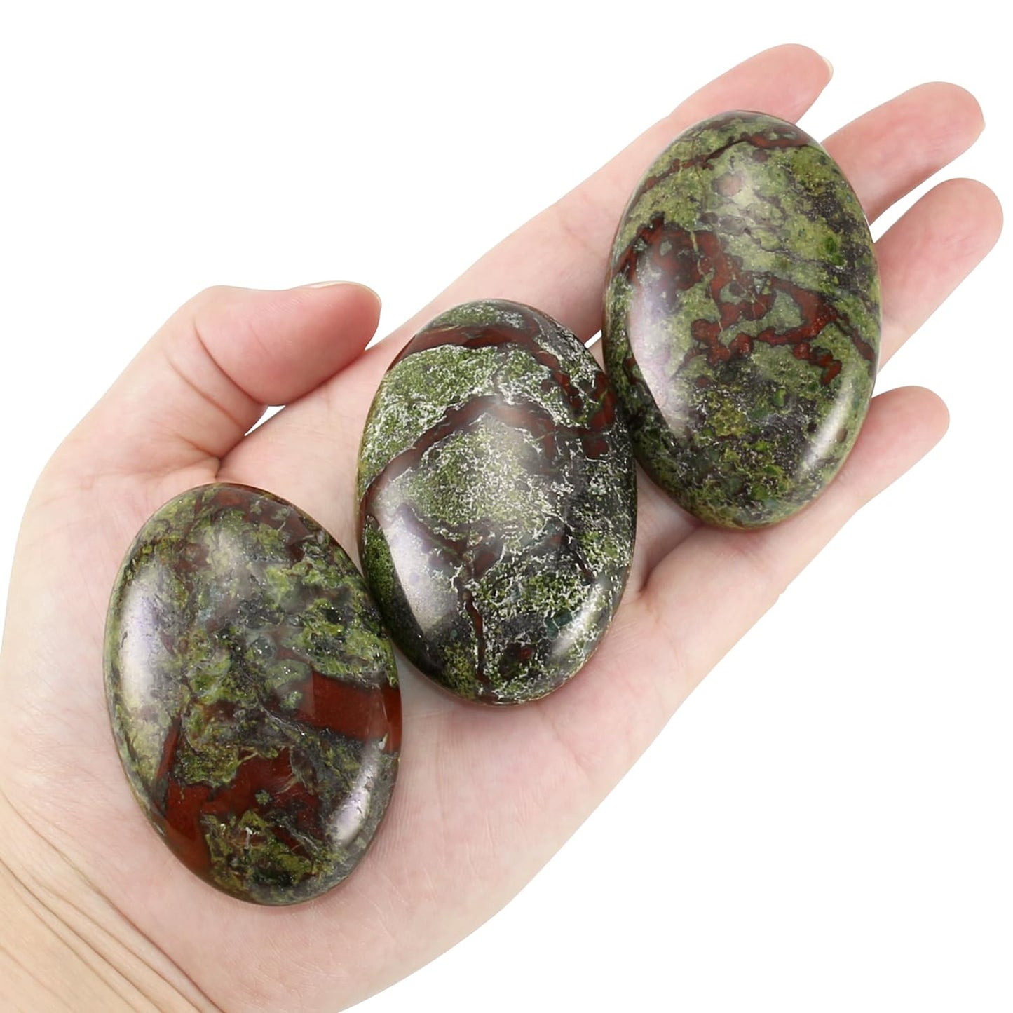Nvzi Bloodstone Crystal Palm Stone, Worry Stones, Crystals and Healing Stones, Polished Rocks, Natural Gemstones, Chakra Stones for Healing Crystals Daily Use