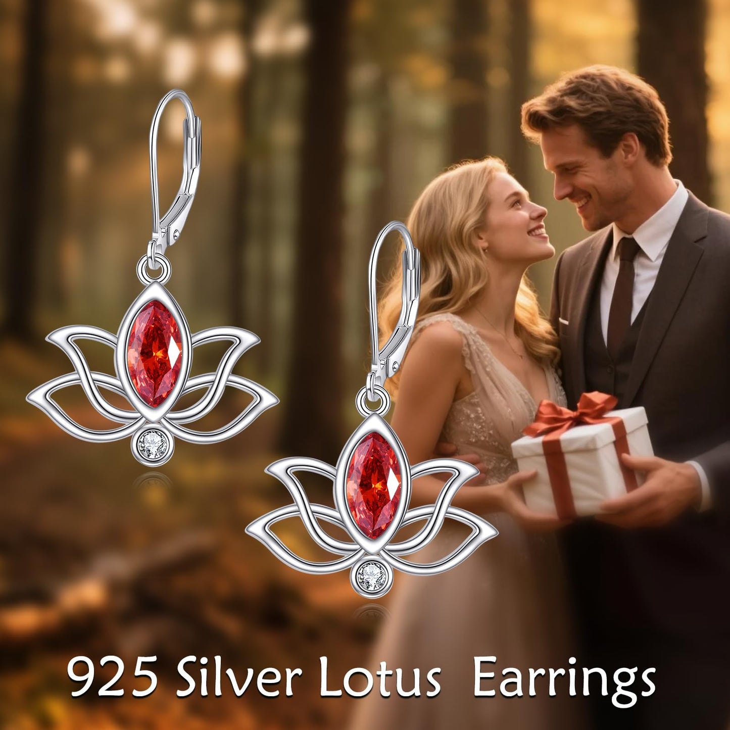 YFN Lotus Flower Earrings Sterling Silver Birthstone Lotus Leverback Dangle Drop Earrings Jewelry Gifts for Women (G. Jul)