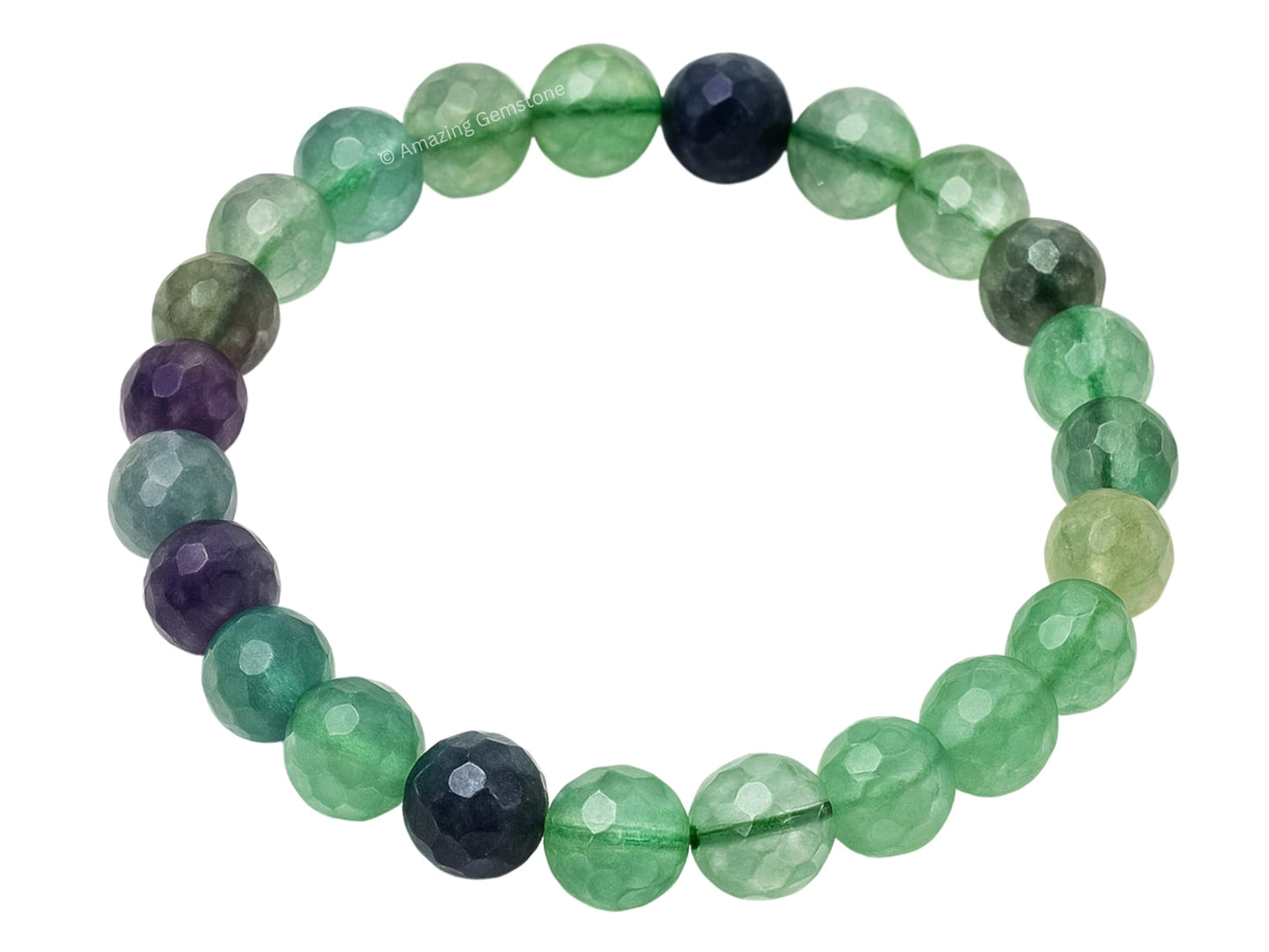 Amazing Gemstone Multi Fluorite Bracelet for Women - Chakra Mens Bracelet Protection Crystals&Healing Stones - Blessing Bracelet Spiritual Meditation Gift (Faceted Beaded Bracelet)