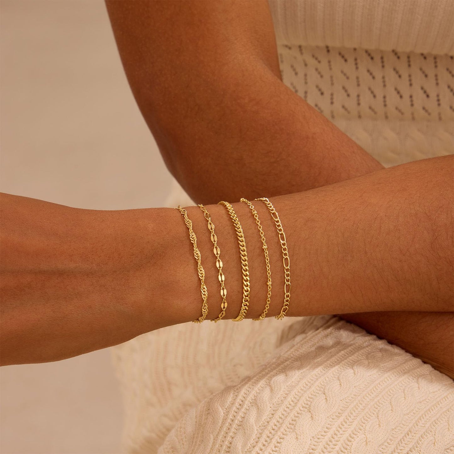 Gold Bracelets for Women, Dainty 14K Gold Plated Bracelet Stack for Women Trendy CZ Tennis Paperclip Cuban Chain Stackable Adjustable Waterproof Link Bracelet Jewelry Set Fashion Accessories Gifts