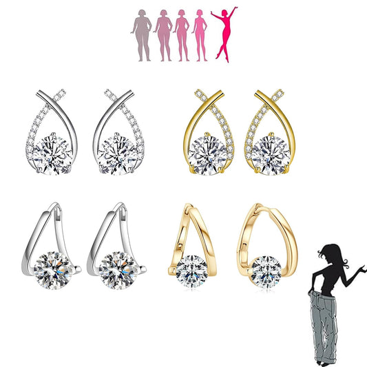 4 Pairs Lymphatic Drainage Slimming Hoop Earrings, Halolux Lymphvity Germanium Earring Acupuncture Therapy Hoop Earrings Fashion Jewelry Gift For Women Men (2gold+2silver)