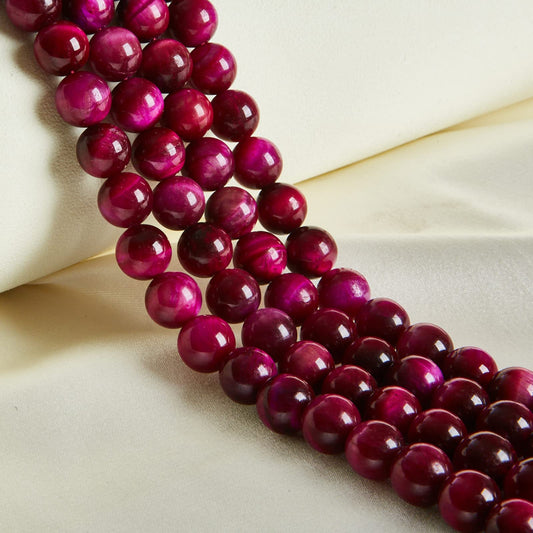 35pcs 10mm Natural Magenta Tiger Eye Beads Gemstone Beads Round Loose Beads for Jewelry Making