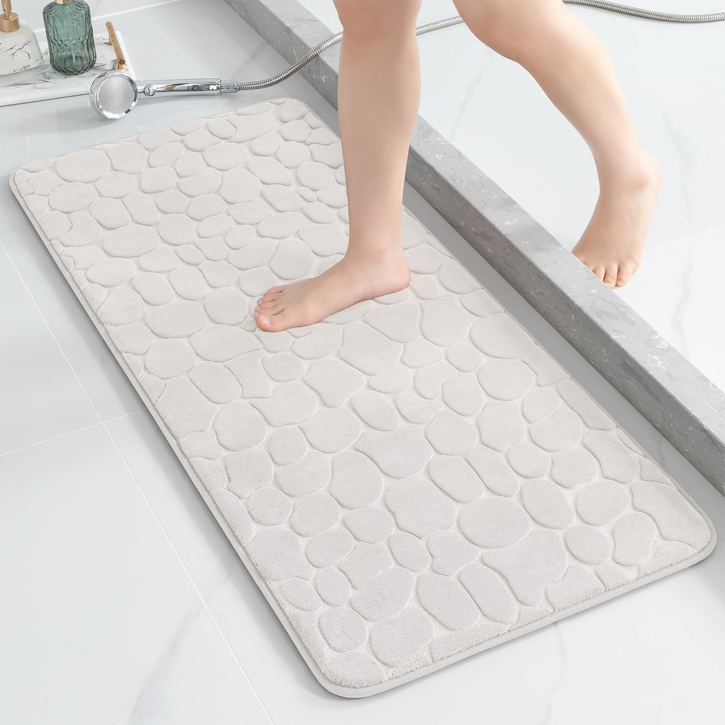 YIHOUSE Bathroom Mat Rug, Memory Foam Bath Mat, Non-Slip Bathroom Floor Mats, Cobblestone Bath Mats Absorbent Bath Rugs Washable Quick Dry (17x24,Dark Gray)