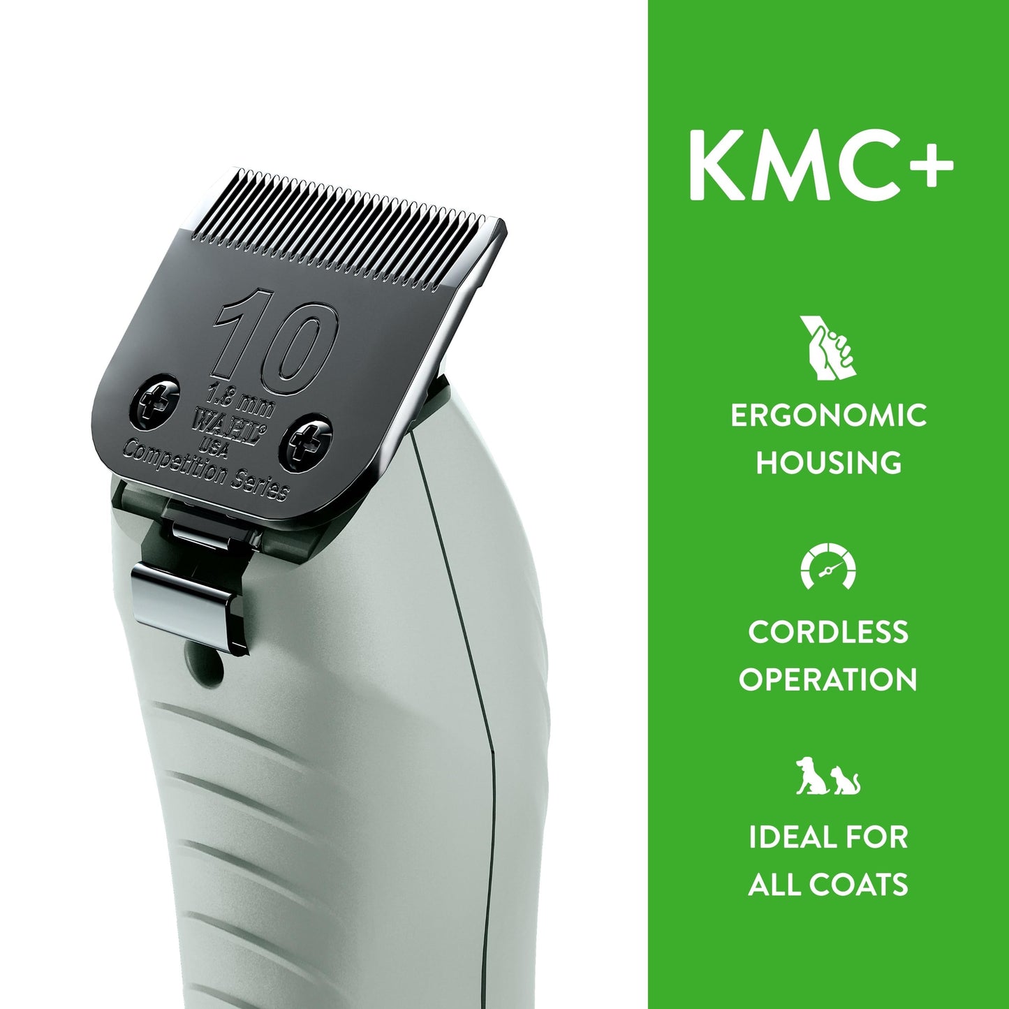 Wahl Professional Animal KMC+ 2-Speed Cordless Clipper (3025661) - Detachable Blade Pet & Dog Clipper Kit - Patented Ergonomic Housing Design - Sage