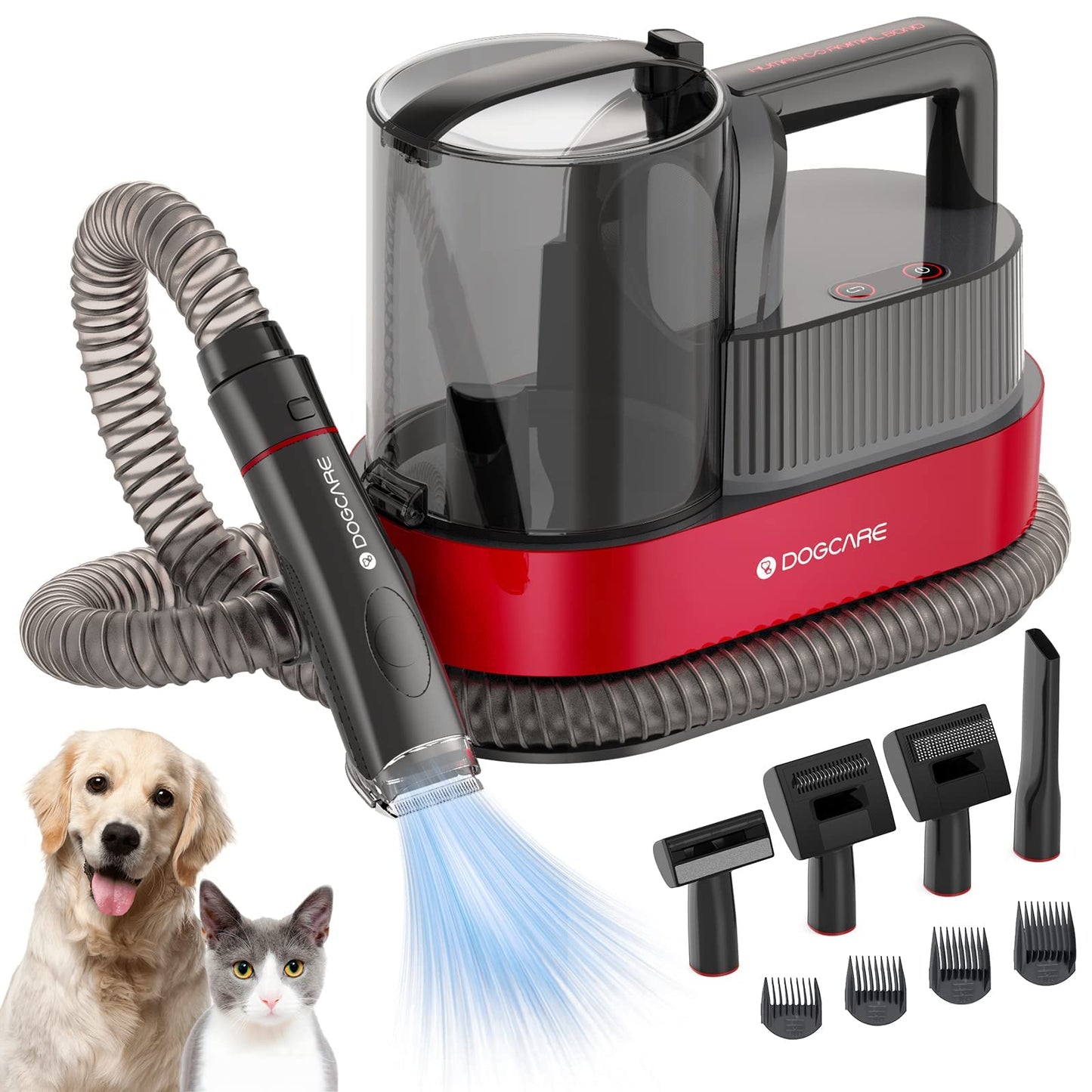 DOGCARE Pet Clipper Grooming Kit and Vacuum Suction 99% Pet Hair, Professional Grooming Clippers for Dog