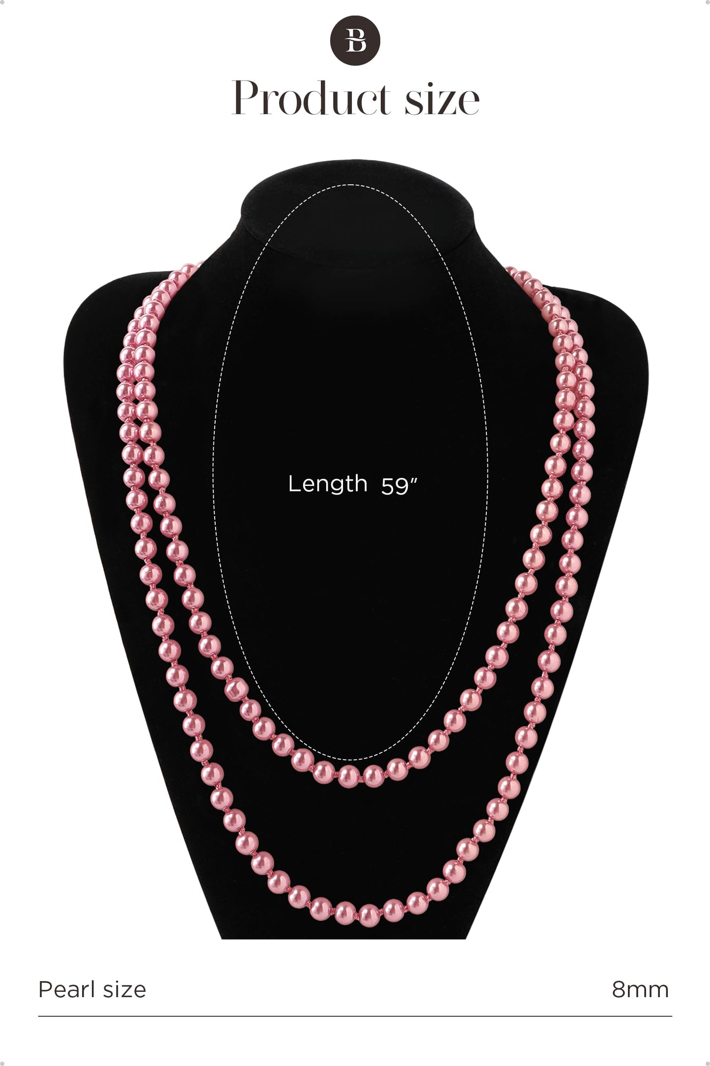 BABEYOND Long Pearl Necklace Faux Pearls Necklace Set Beaded Long Pearls Necklace 1920s Gatsby Costume Jewelry