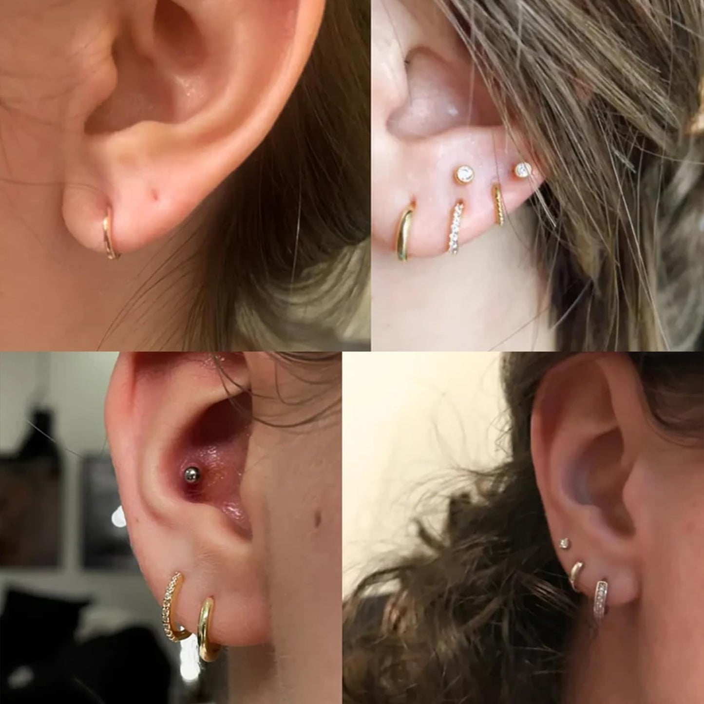 Gokeey Gold Hoop Earrings Set for Women, Tiny Gold Huggie Earrings for Women, Lightweight Mini Small Hoop Earrings Set for Cartilage Earrings