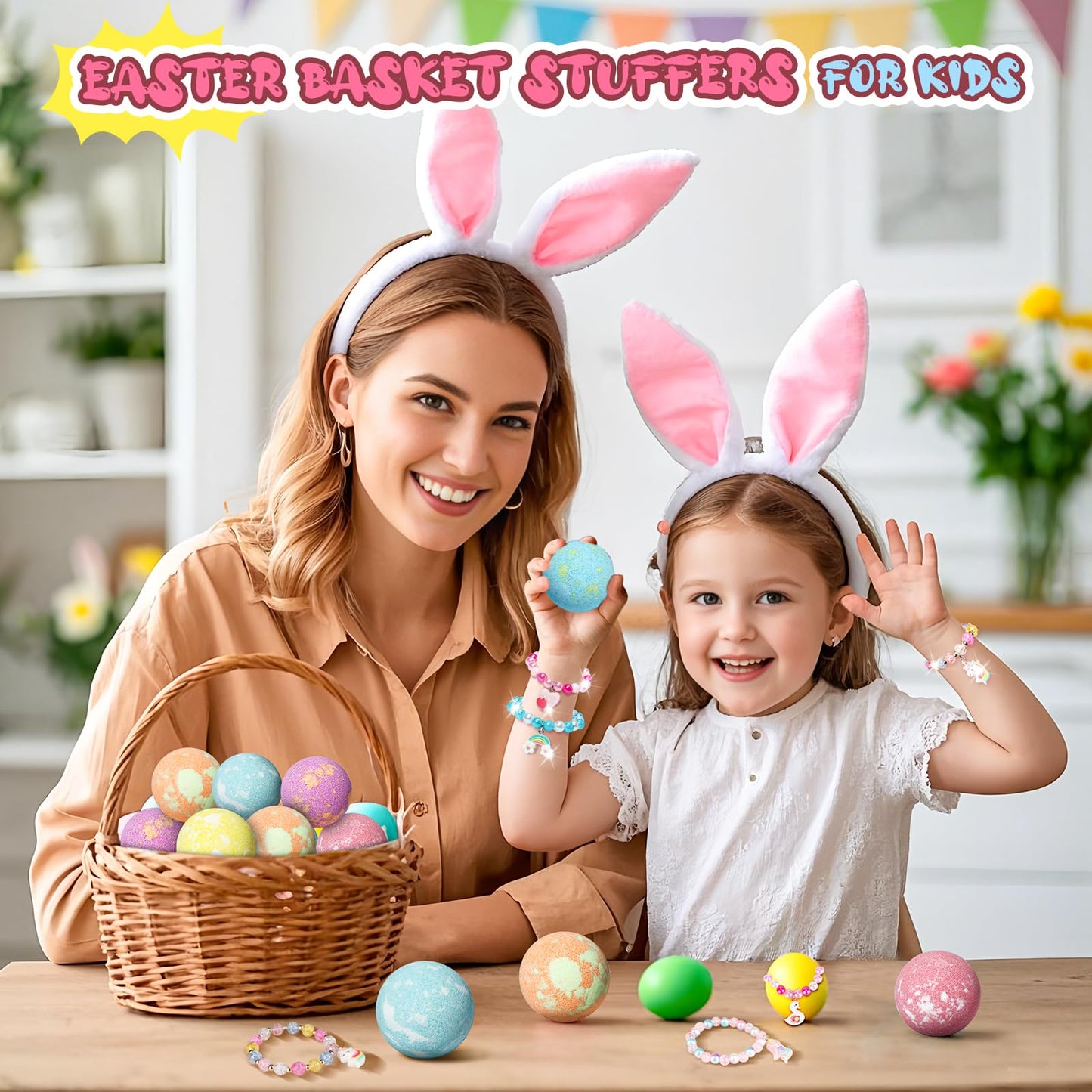 Unicorn Bath Bombs for Kids Girls with Bracelet Inside, sanyi Easter Basket Stuffers Bubble Bath Toys Birthday Gifts for 4 5 6 7 8 Year Old Girl Daughter Granddaughter
