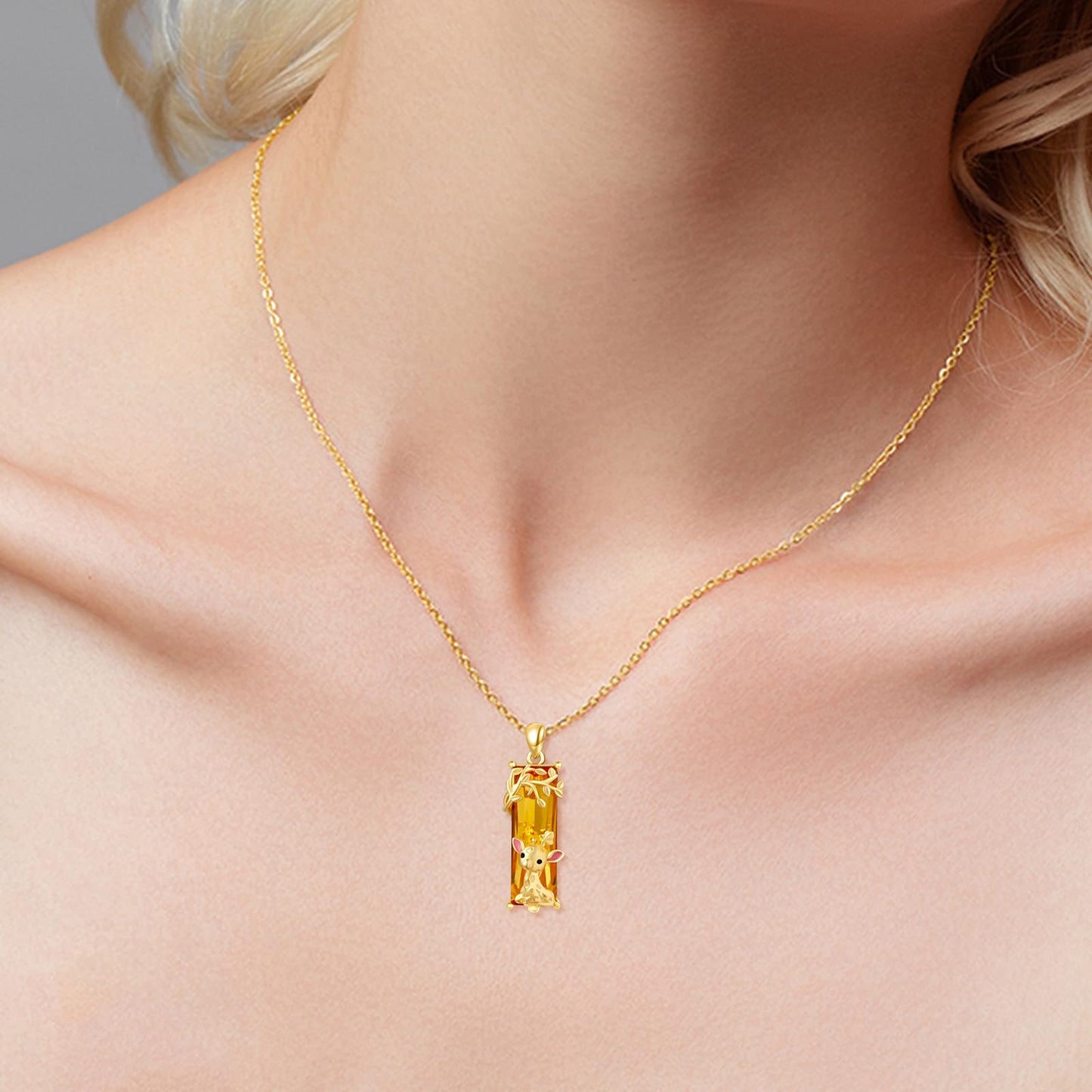 AENEAS Giraffe Necklace for Women 925 Sterling Silver Giraffe Pendant Necklace Citrin Crystal Jewelry Gift for Women Daughter Wife