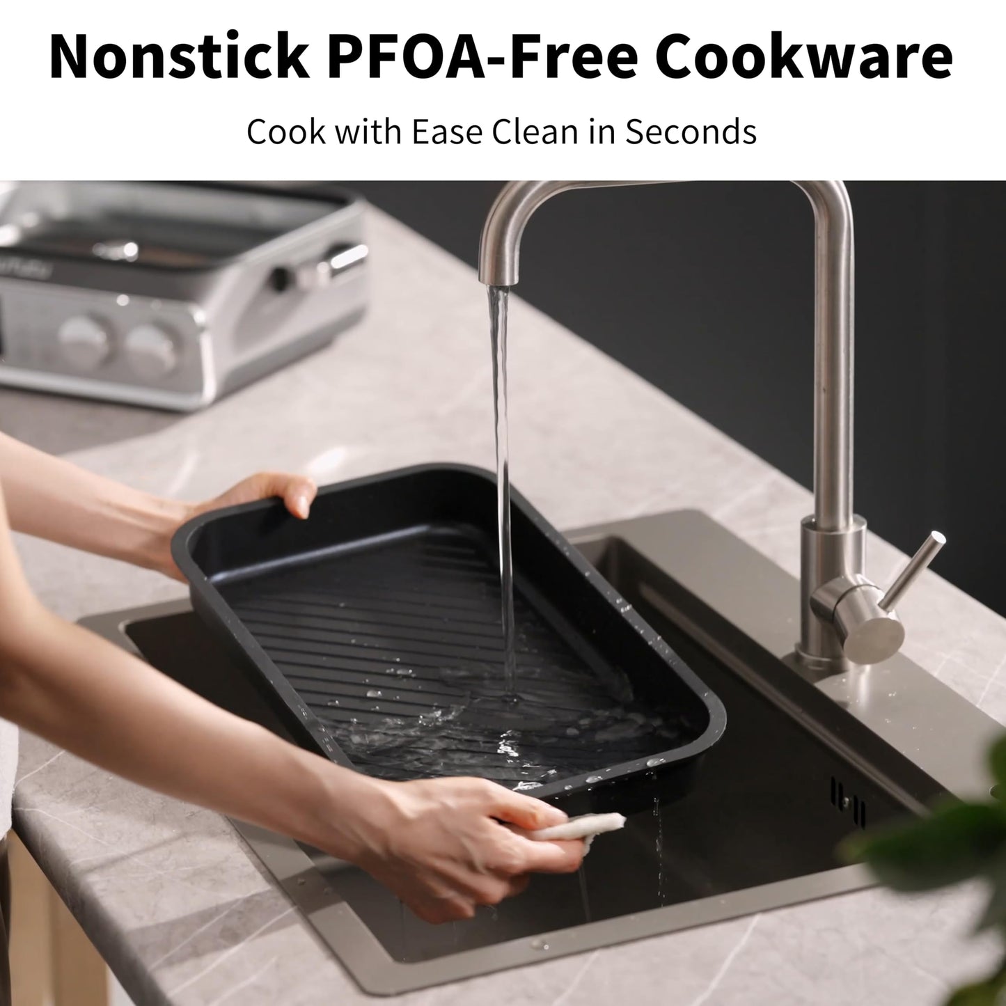 N21NA Pro Slow Cooker 10 Quart, 8-in-1 Programmable PFOA-Free Ceramic Coated Multi-Cooker with Grill Pan, Steaming Plate (Includes Silicone Spoon & Tongs)